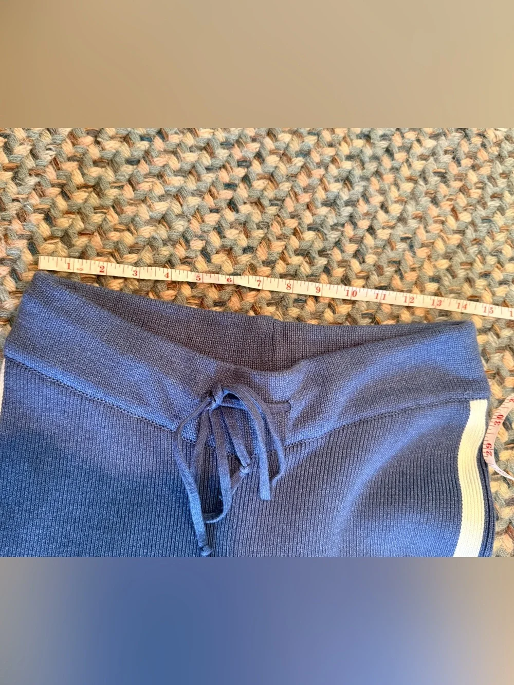 Maeve Wide-Leg Knit Pants with Side Stripes - Blue sz M NEW